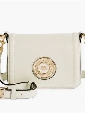 Marc Jacobs Cream Leather Crossbody with Gold Medallion